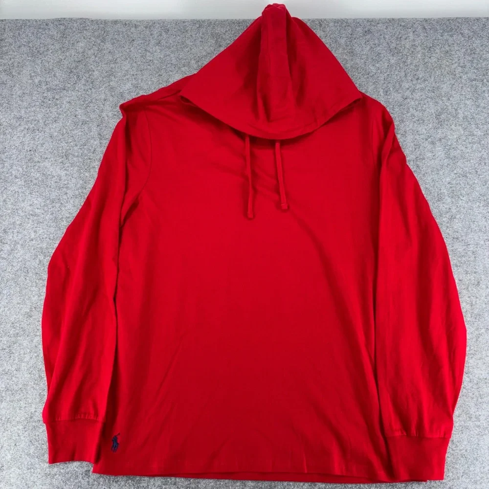 Polo Ralph Lauren Mens Red Big Pony Logo Long Sleeve Hooded T-Shirt Large
